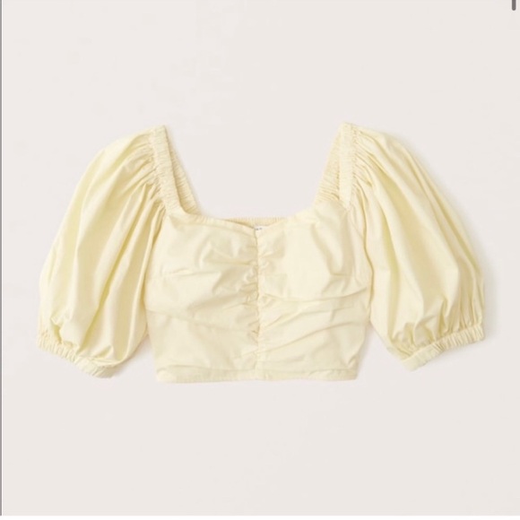 Abercrombie & Fitch Tops - Abercrombie & Fitch Yellow Cinched Puff Sleeve Crop Top